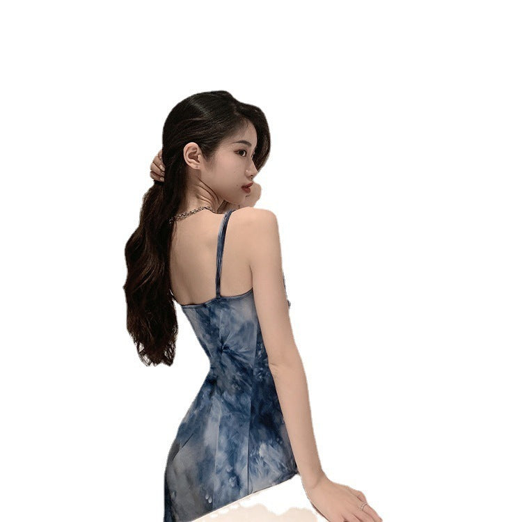 Ice Silk Little Sexy Suspender Dress Gradient Color