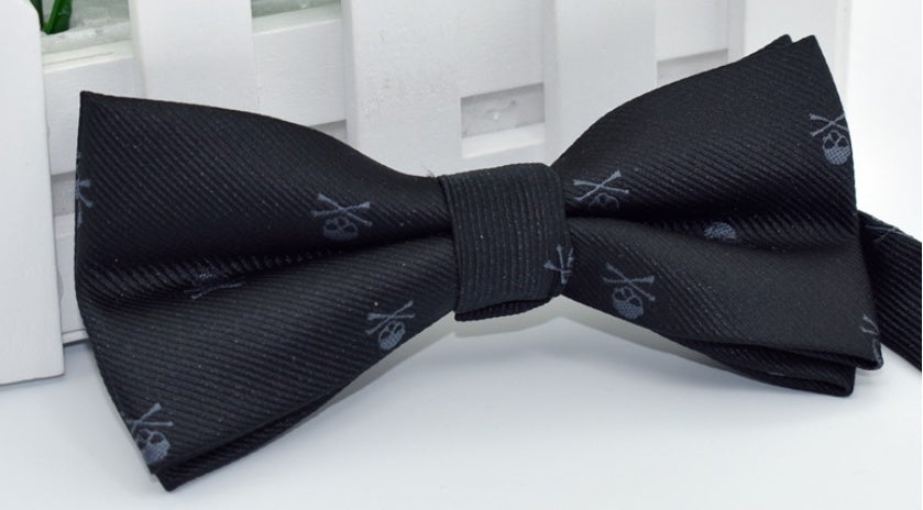 Men's Polyester Silk Bow Tie Skull Bowtie