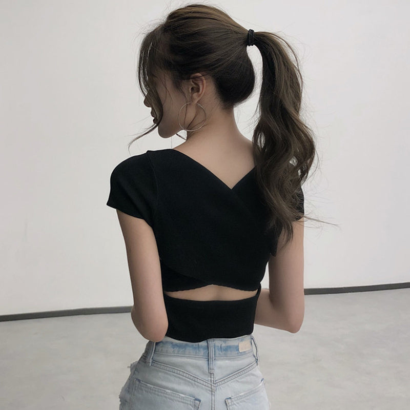 High waist ice silk tight top