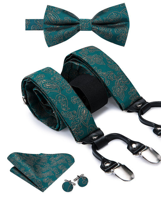Luxury Silk Men's Sling Leather Metal 6-clip Bra