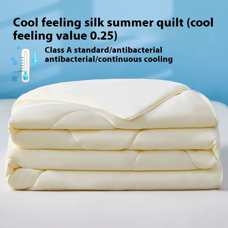 Pure Color Cool Silk Summer Blanket Airable Cover Single Double Summer Ice Cream Ice Silk Summer Quilt Machine Washable Thin Duvet