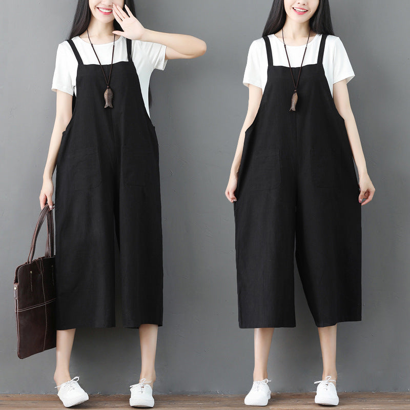 LunaBreeze™ Linen Suspender Jumpsuit