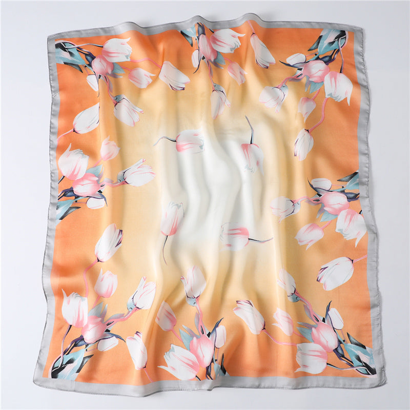 Floral fashion all-match silk scarf