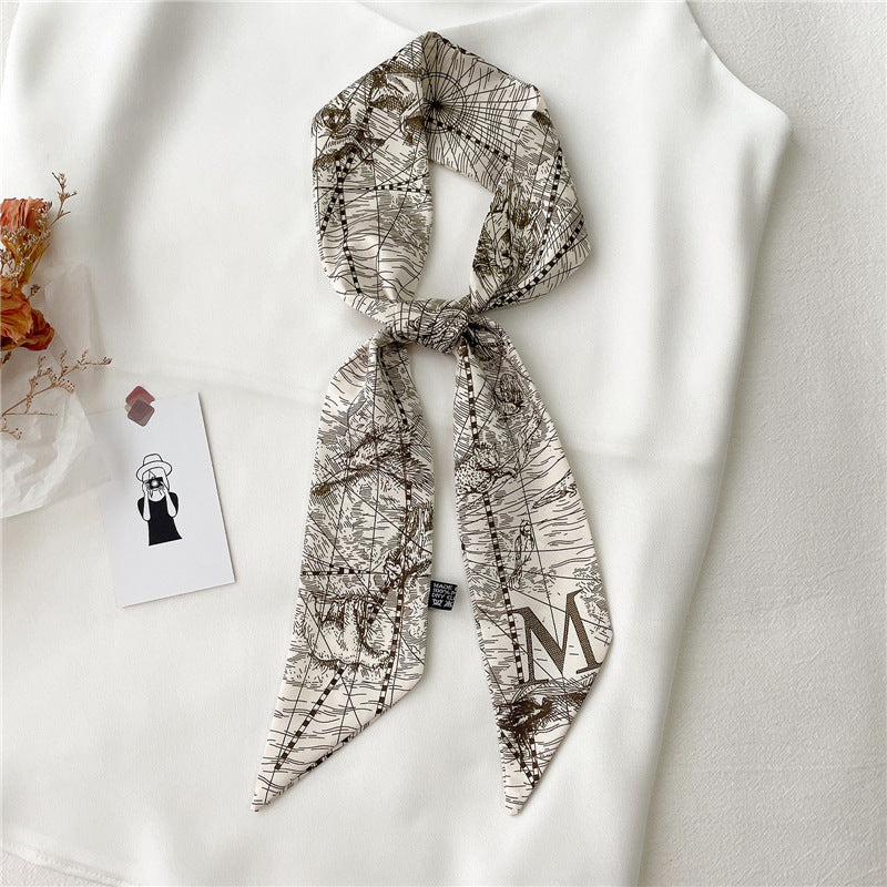 Women's Fashion Creative Letters Silk Scarf
