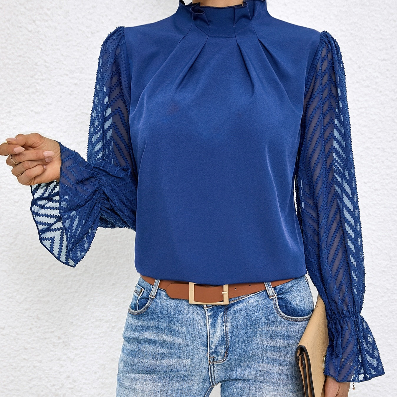 Noirelace Mesh Collar Shirt