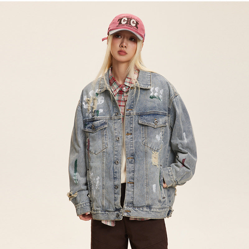 UrbanGraff Ripped Denim Jacket