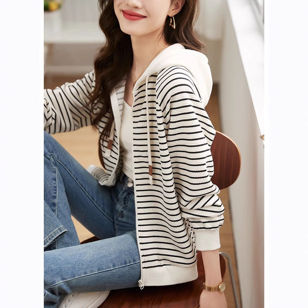 LineaEase™ Striped Hoodie Coat