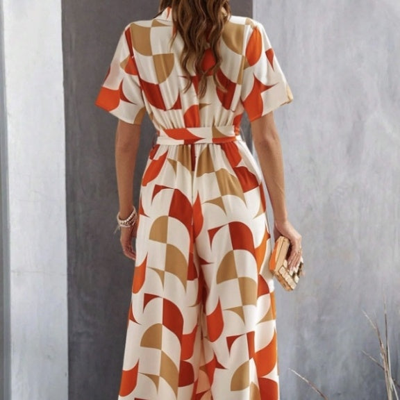 GeoChic Lace-Up Jumpsuit