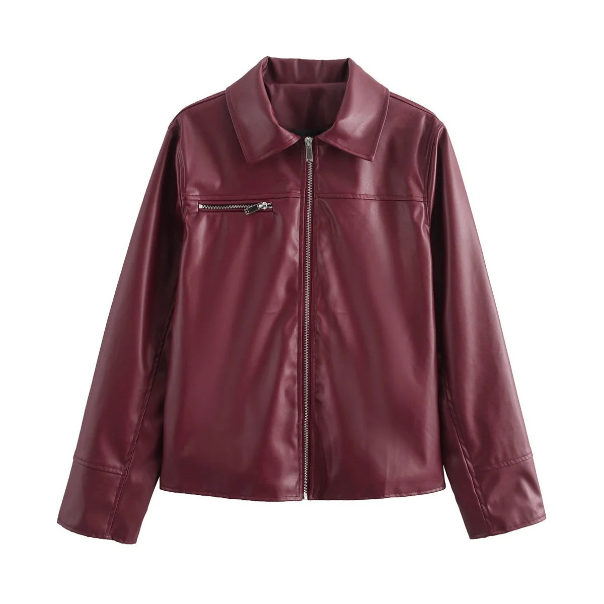 VeraLuxe™ Leather Lapel Coat