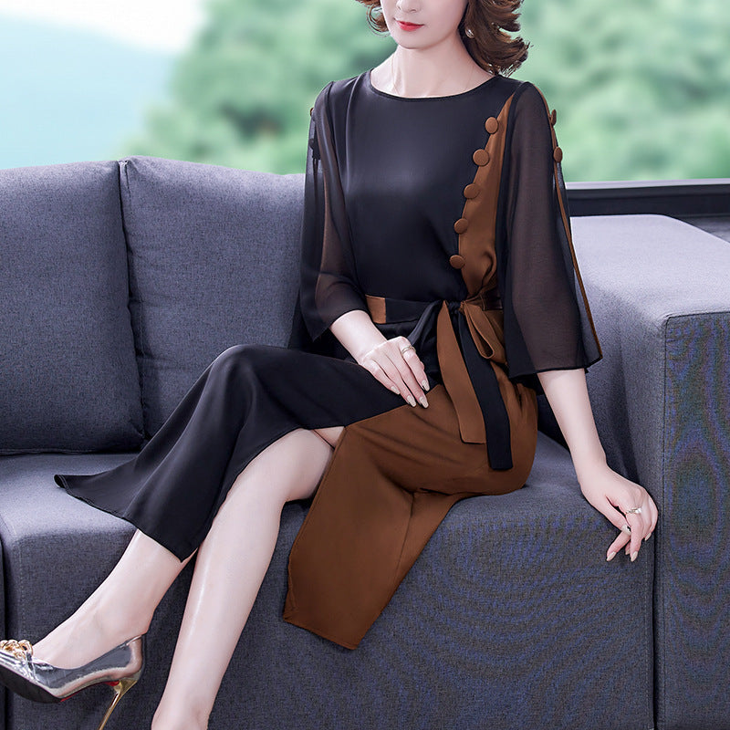 Silk Dress Color Matching Retro Temperament