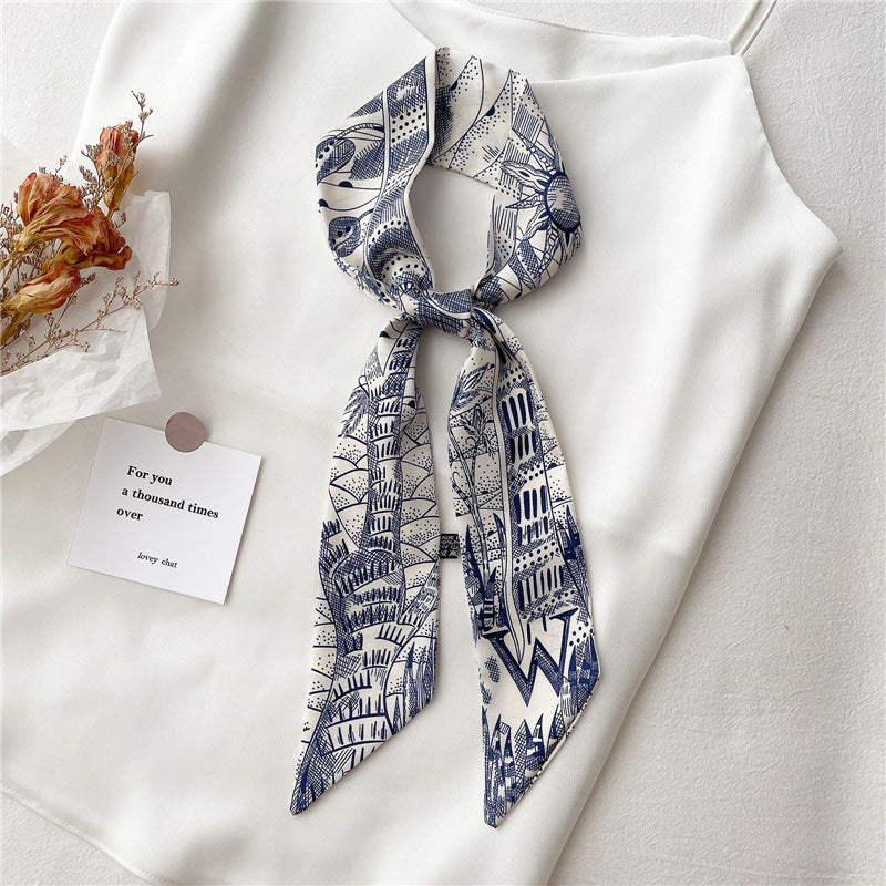 Women's Fashion Creative Letters Silk Scarf