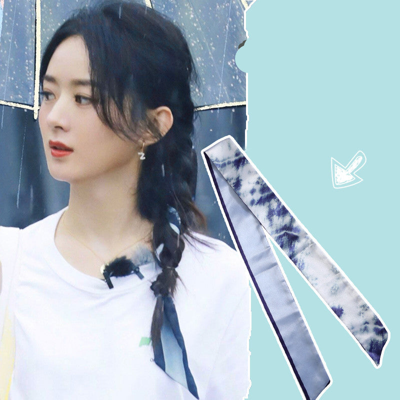 Retro Silk Scarf Headband Female Tying Hair