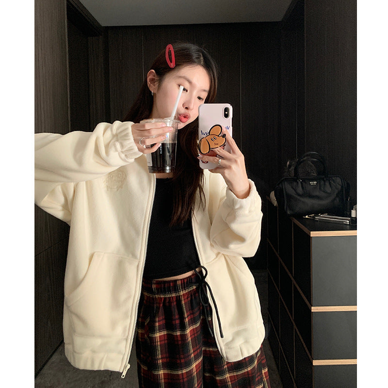 EmbroiWarm Hooded Fleece Coat
