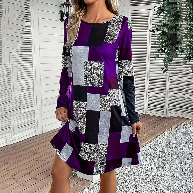 Veridia Print Long Sleeve Dress