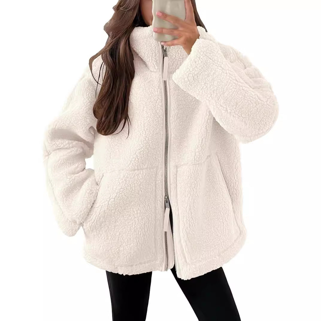 CozyLuxe Zip-Up Fleece Coat