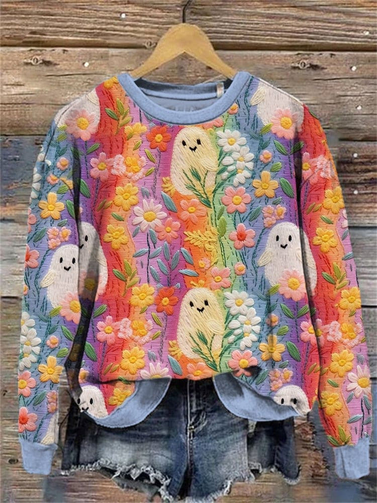 PumpkinCharm Digital Print Sweater