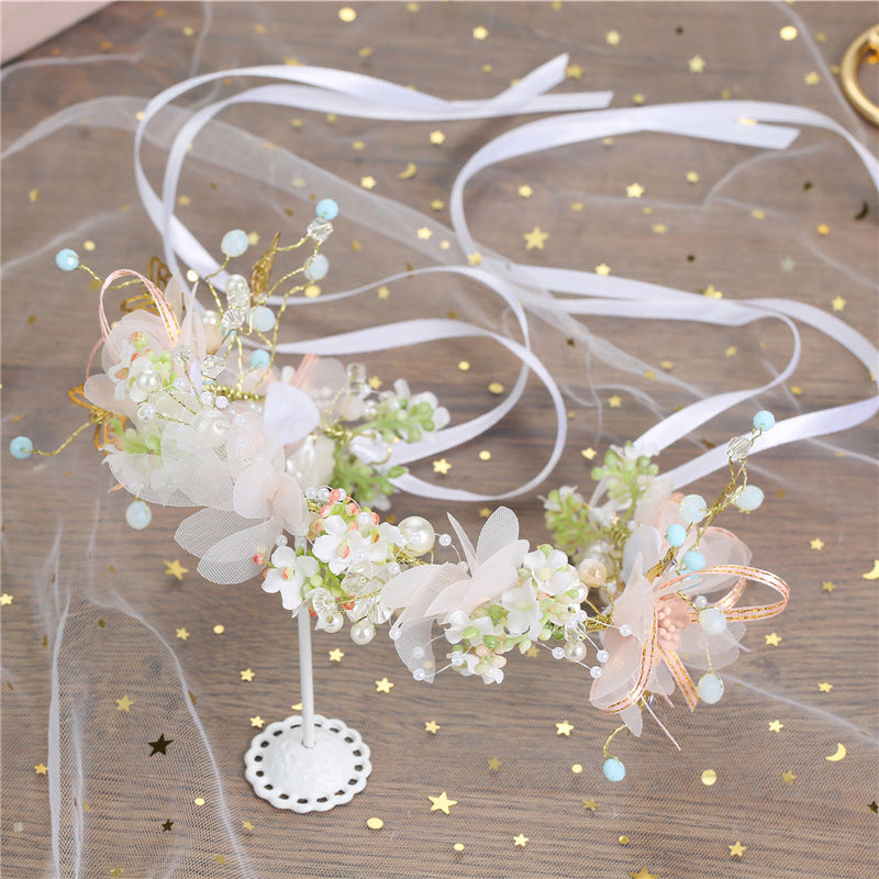Bridal Children's Silk Yarn Flower Wreath
