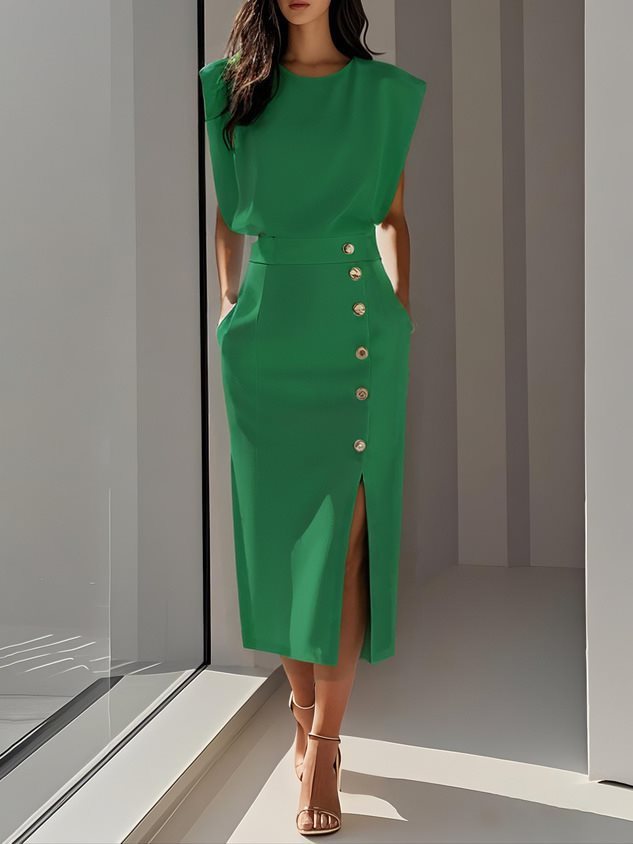 Solmira MetalSplit Midi Dress