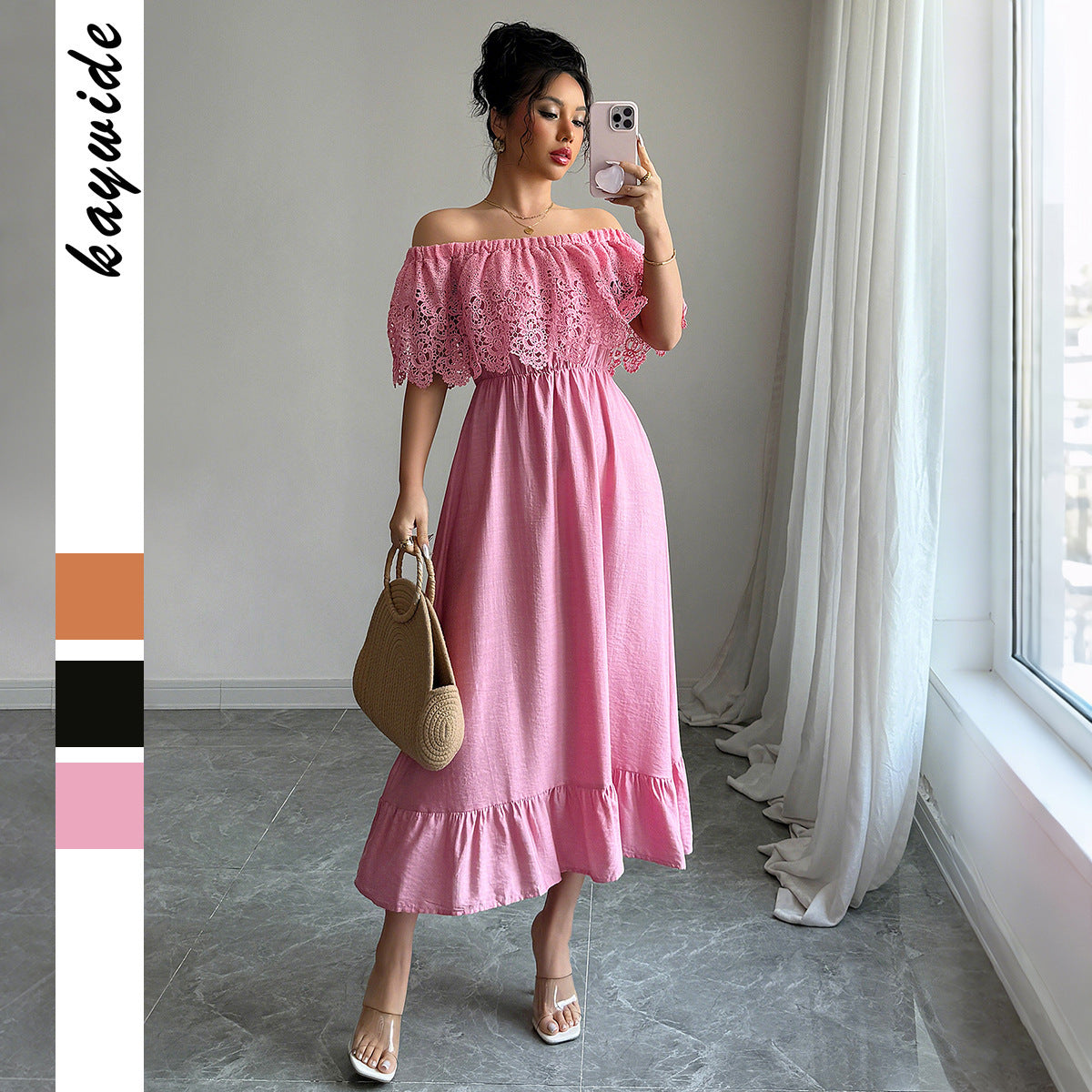 Elegancia Off-Shoulder A-Line Dress