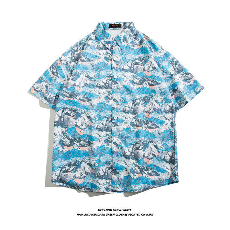 Hawaiian Ice Silk Short Sleeve Shirt Men