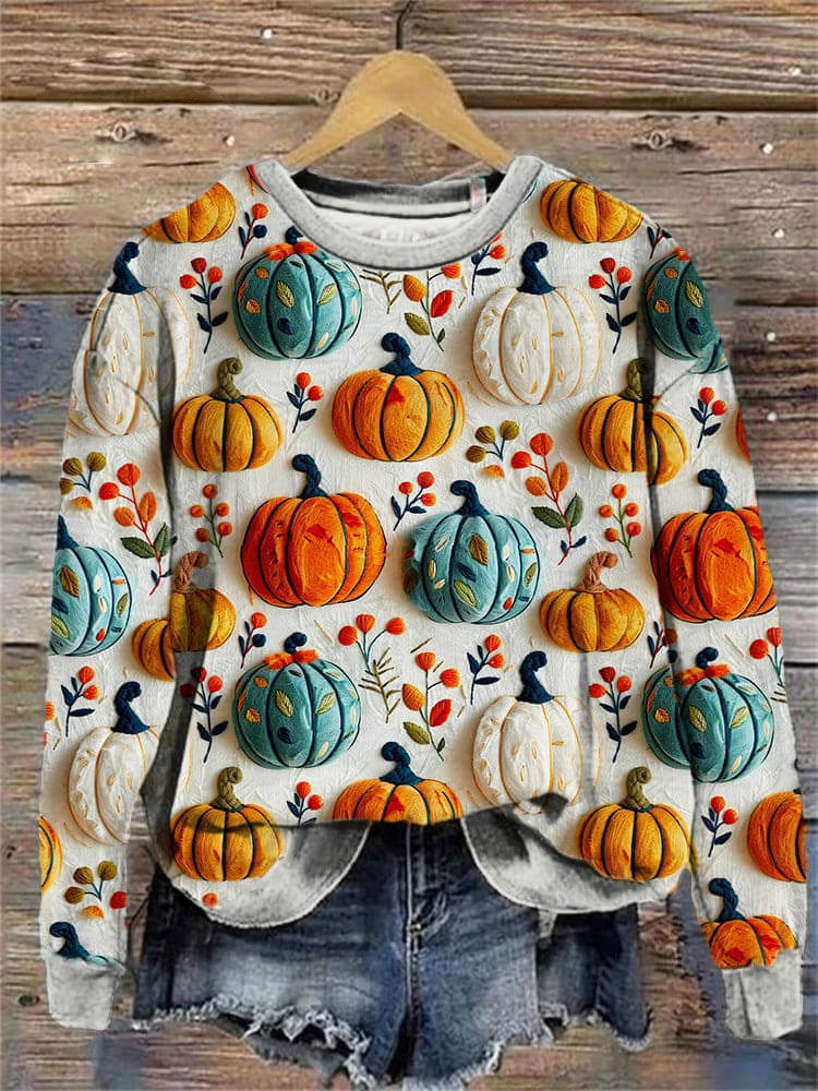 PumpkinCharm Digital Print Sweater