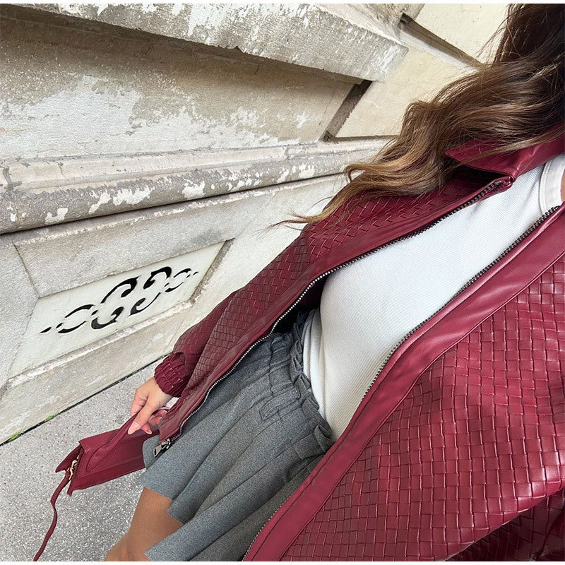 Vintage Edge Leather Zip Coat