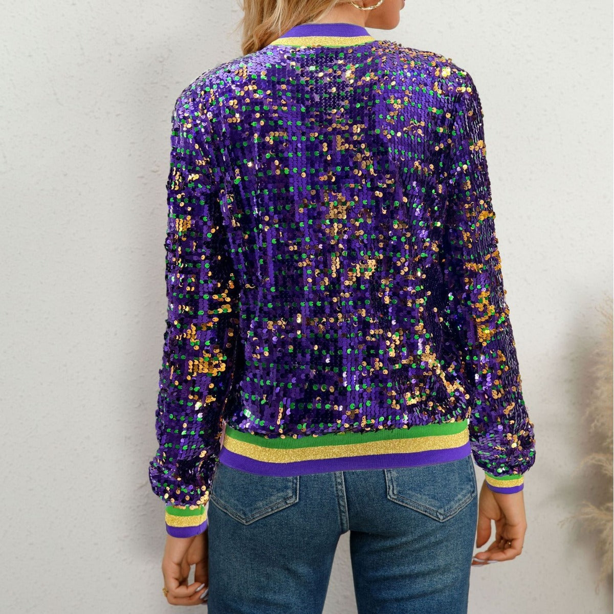 GlamLeague Sequin Baseball Jacket