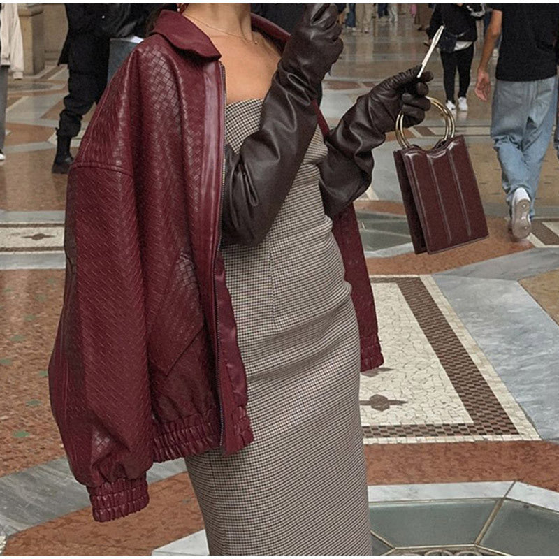 Vintage Edge Leather Zip Coat