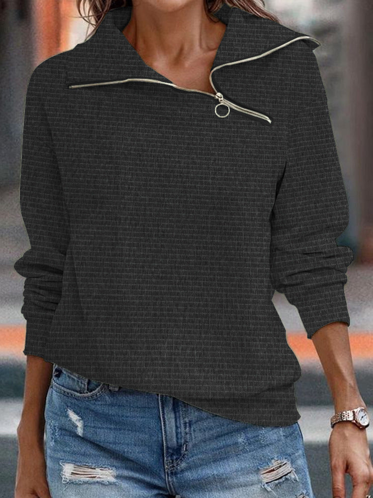 RetroZip Slant Collar Sweatshirt