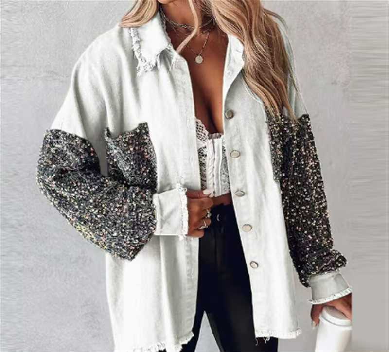 StarDust Sequin Denim Tassel Coat