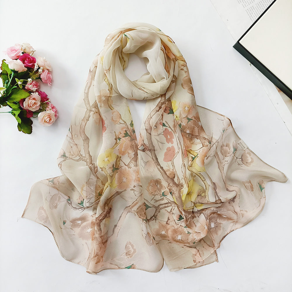 Summer Sunscreen Simulation Silk Beach Towel All-match Scarf