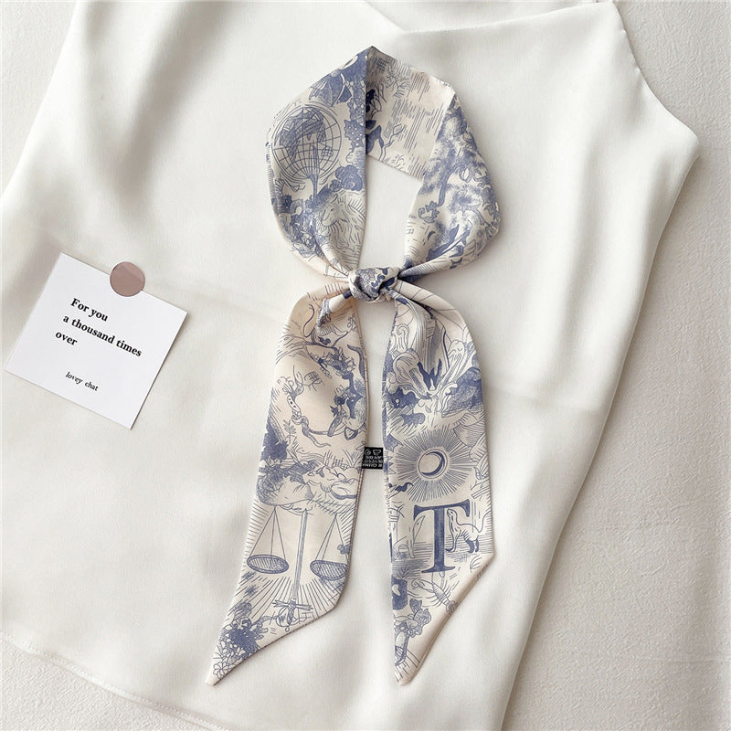 Women's Fashion Creative Letters Silk Scarf