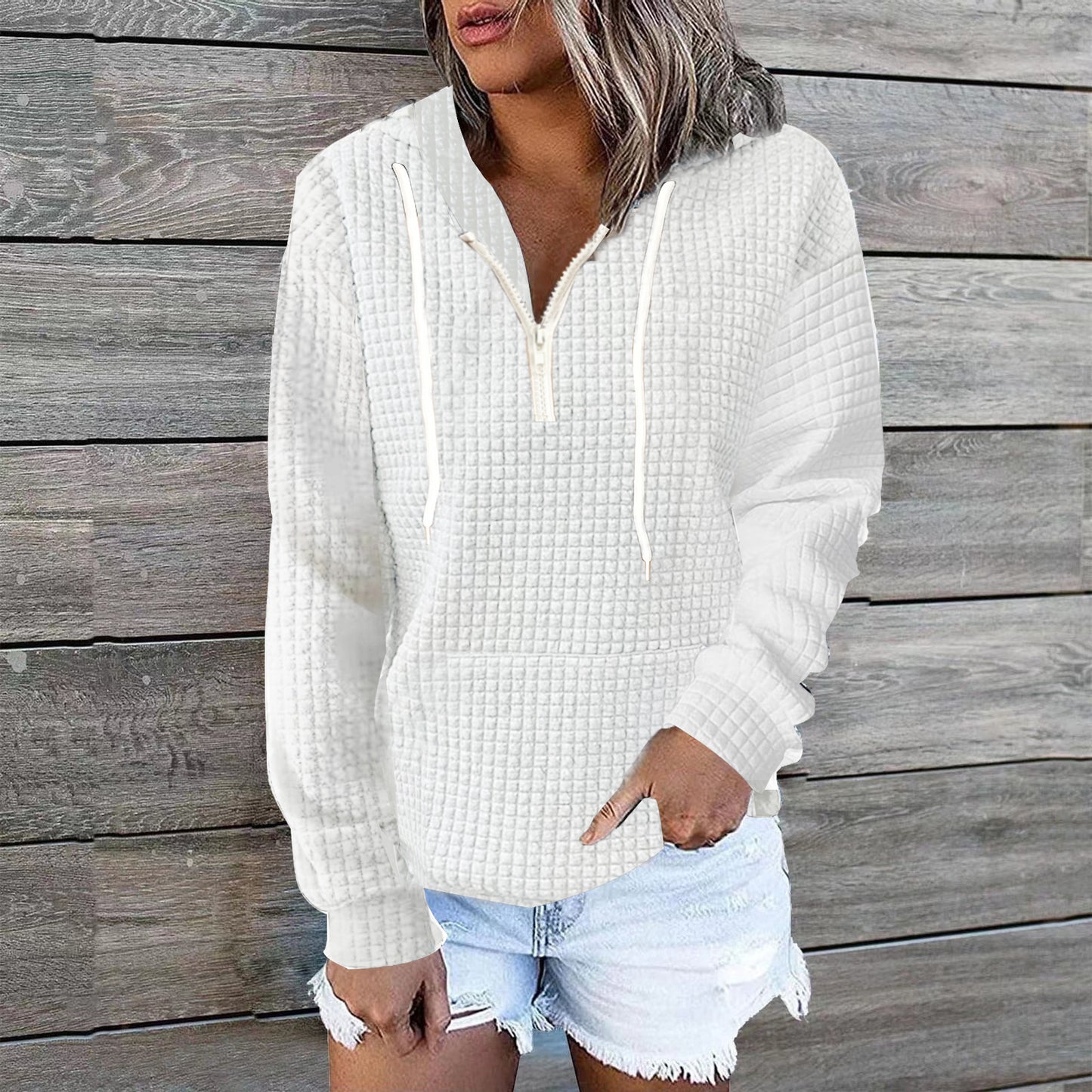 CozyWaffle Knit Hoodie Coat