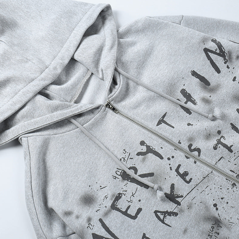 Knitted Butterfly Print Loose Hoodie