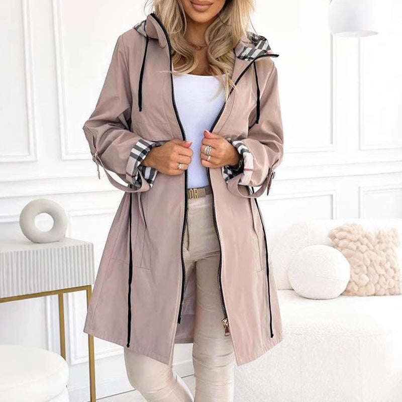 EuroChic Hooded Plaid Coat