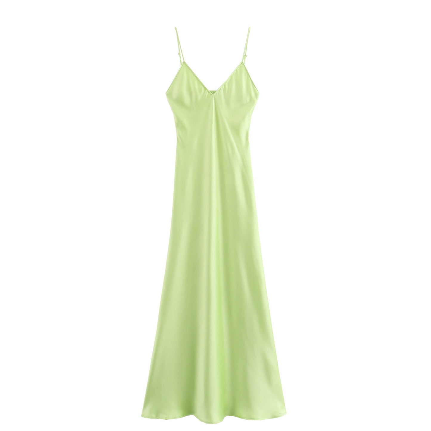 Women's Fashion Casual Silk Satin Sling Dress