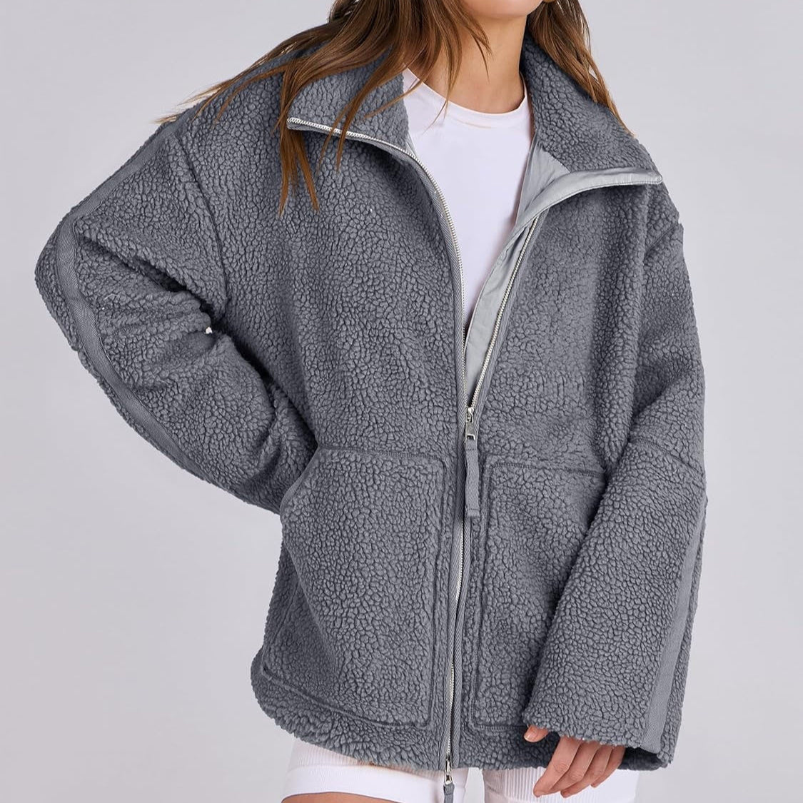 CozyLuxe Zip-Up Fleece Coat
