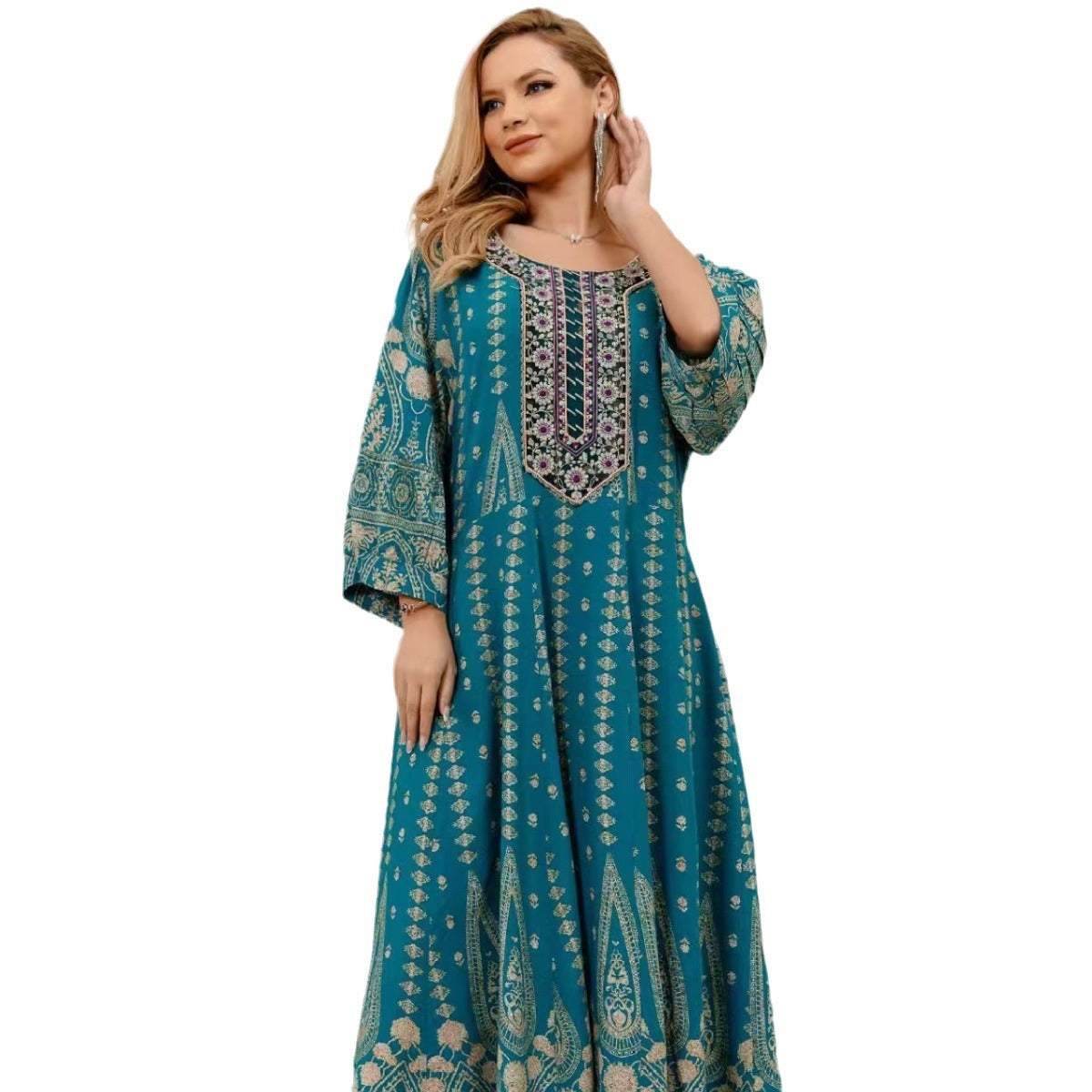 Ladies New Cotton Silk Fashion Floral Dress