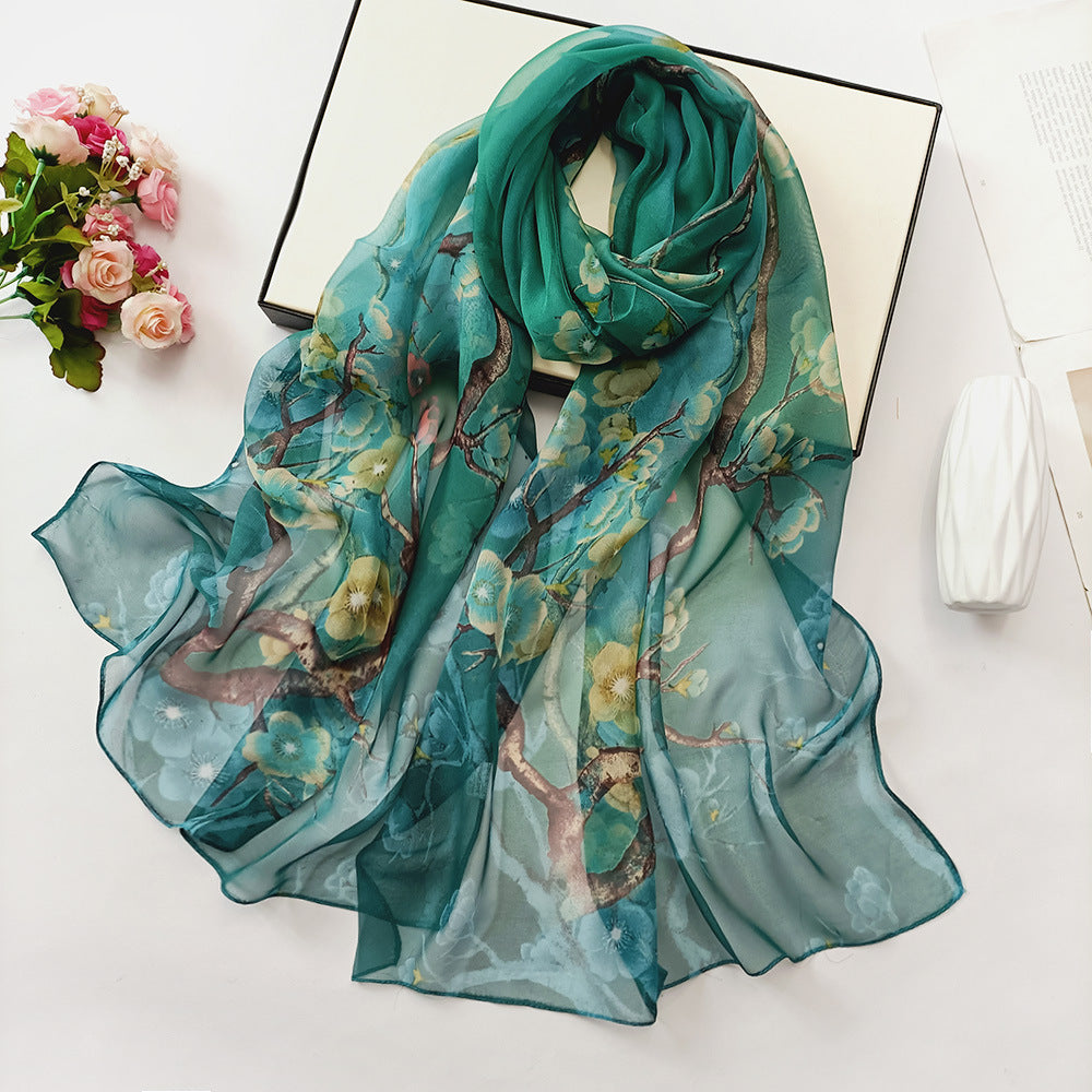 Summer Sunscreen Simulation Silk Beach Towel All-match Scarf