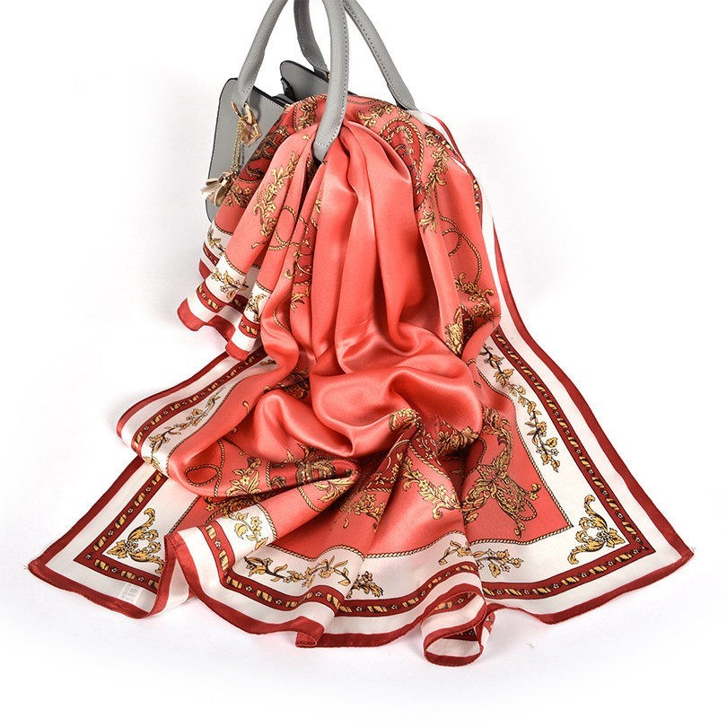 Wild Western Style Plain Crepe Satin Square Silk Scarf