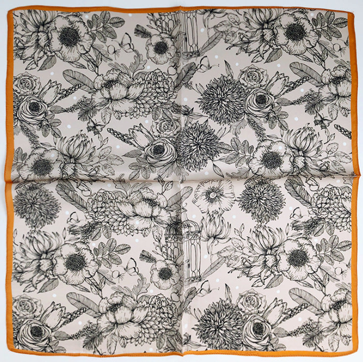 Women's Floral Print Silk Scarf Small Square