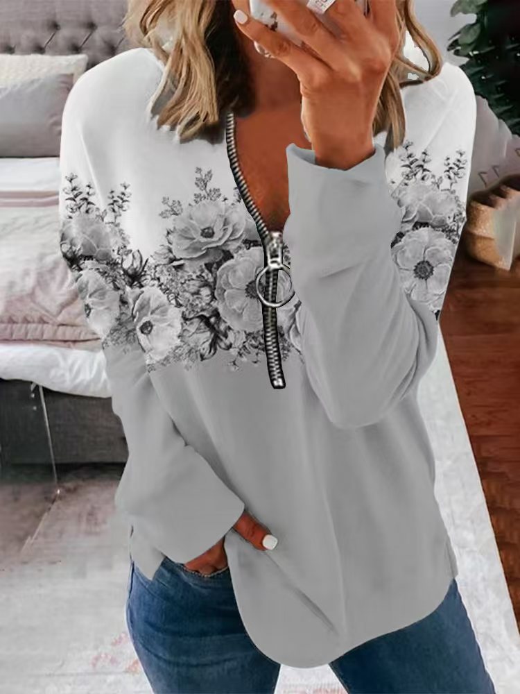 BloomEase Zippered Pullover Sweater