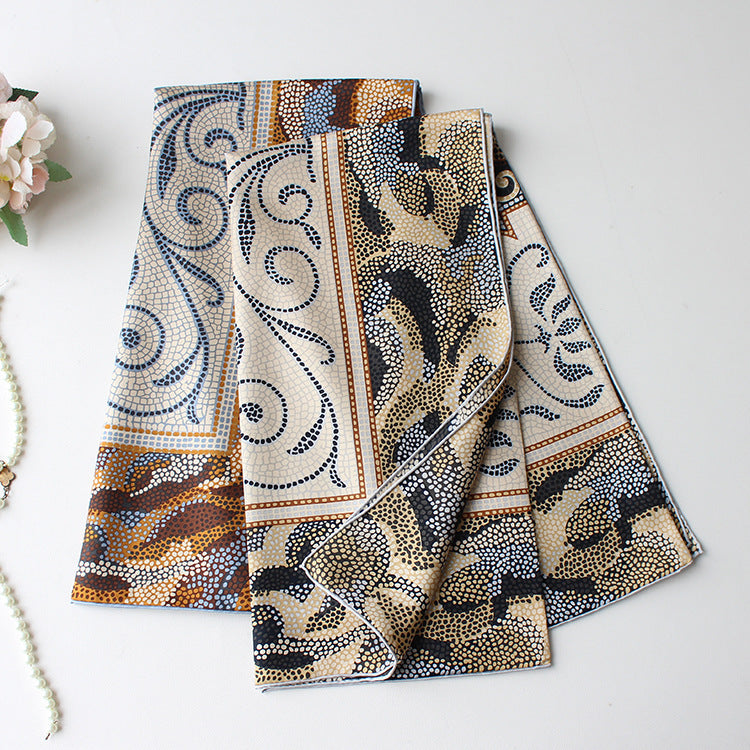 Sunscreen Twill Silk Chinese Square Scarf Hand-rolled