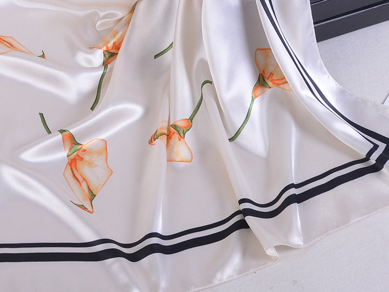 Fashion Plant Flower Simulation Silk Scarf Muslim Headscarf