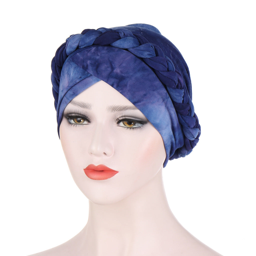 Women's Fashion Tie Dye Brushed Milk Silk Bandana Hat