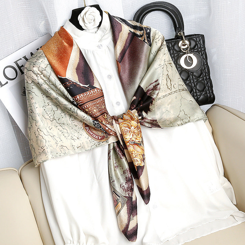 Temperament Silk Big Square Scarf Women's Fashion All-match