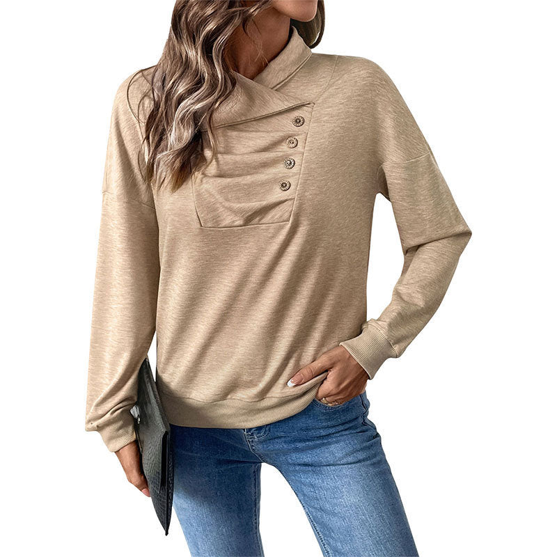 PleatCharm Stand Collar Sweater