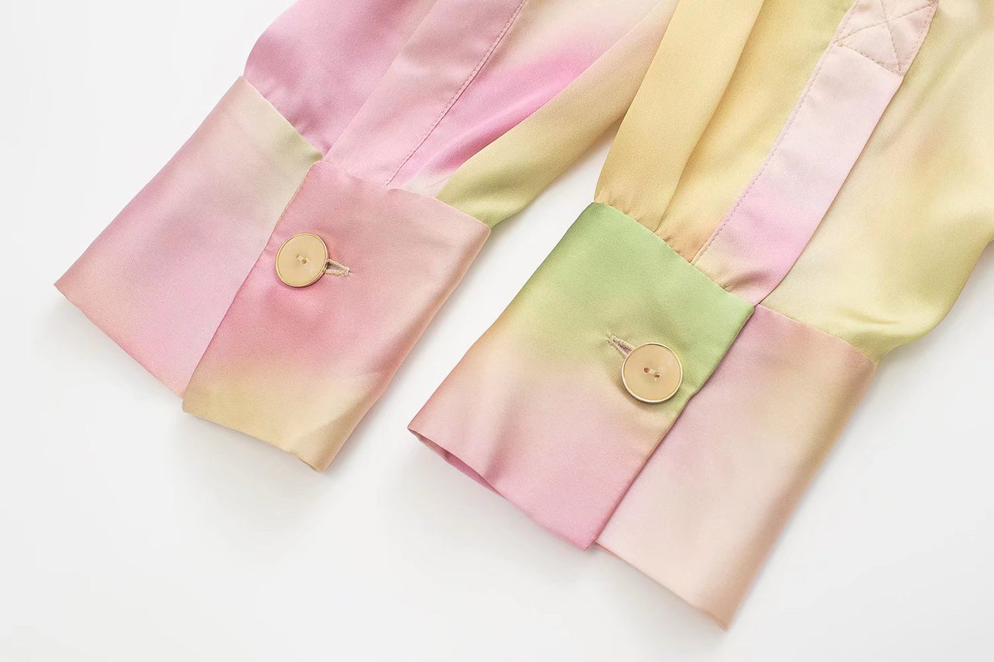 Women's Fashion Tie Dye Silk Satin Textured Shirt