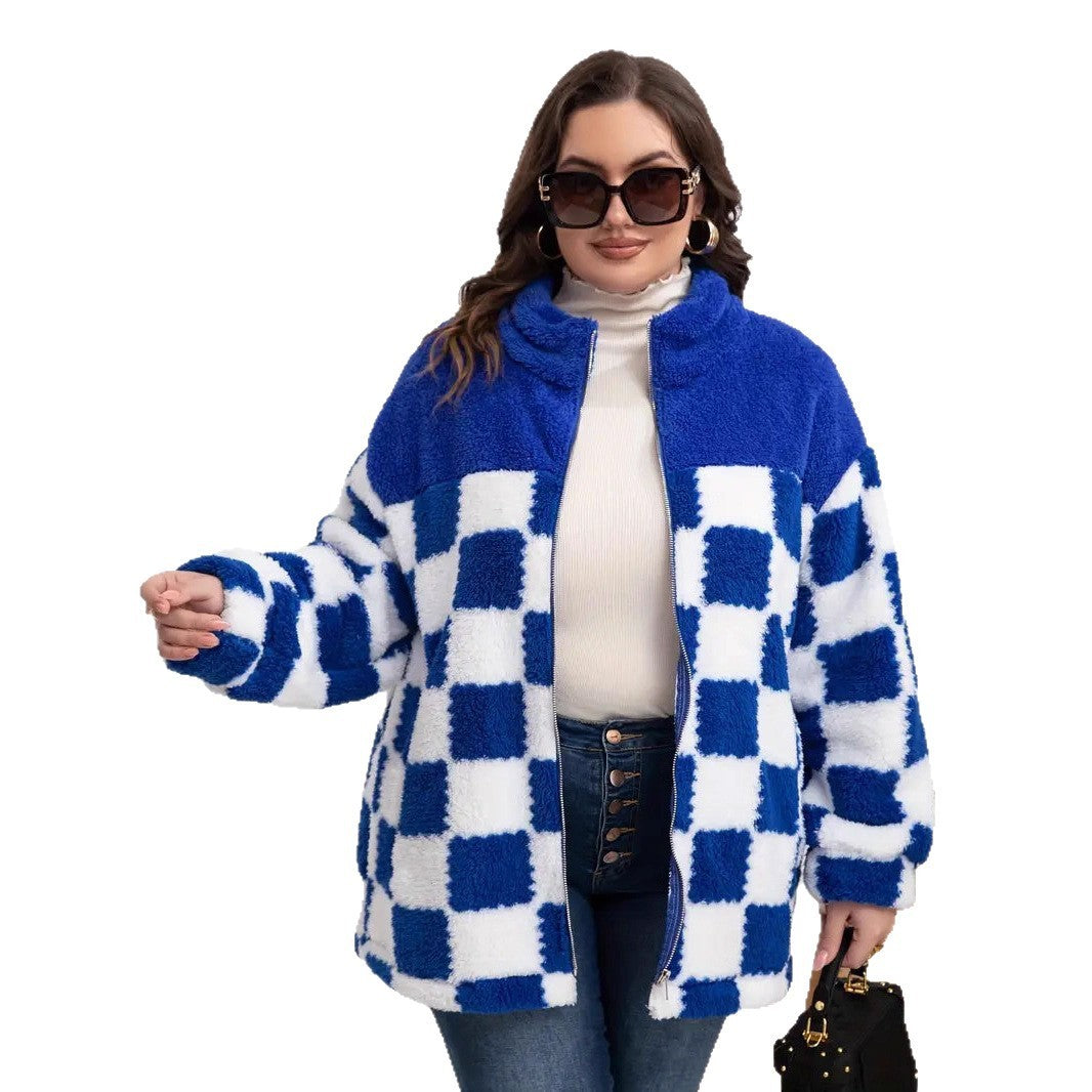 PlaidEase Warm Zipper Coat