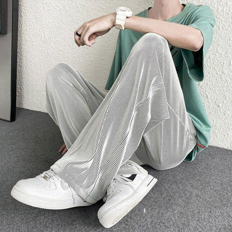 Autumn Men's High Street Ice Silk Leggings